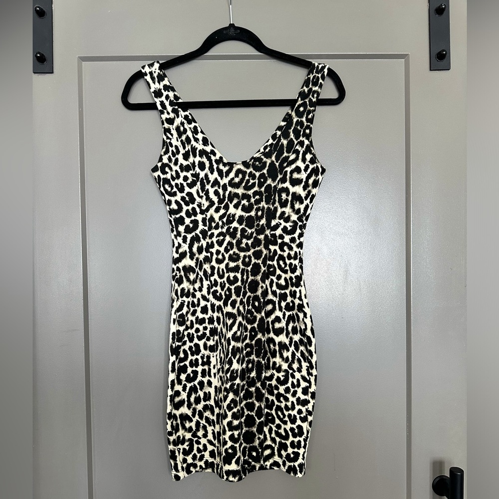 Aqua Leopard Print Dress XS